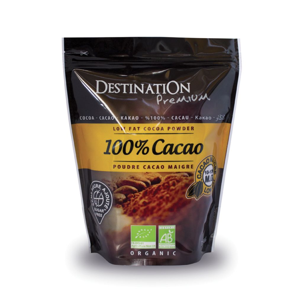 CACAO PURO 100% (10-12 M&lt;TERIA GRASA) BIO  Destination 250 g